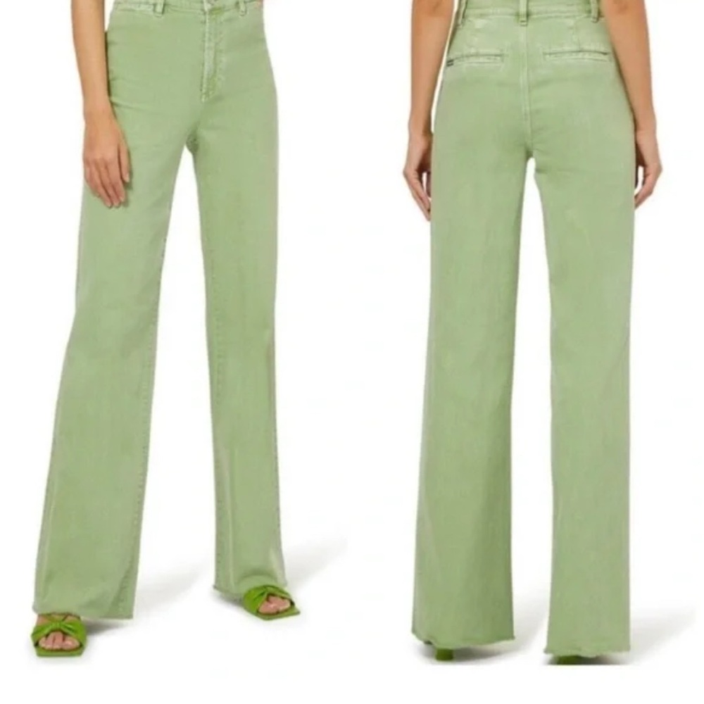 Alice + Olivia Light Green Wide Leg Jeans